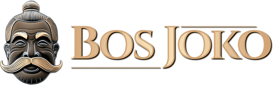 Official BOSJOKO gold-red lion logo — bosjokojoker.com premium gaming platform Indonesia